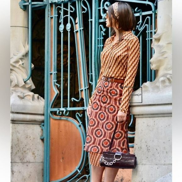 ZARA 2 PIECE SET GEOMETRIC PRINT ORGANZA MINK TOP AND TULLE SKIRT - Picture 10 of 10